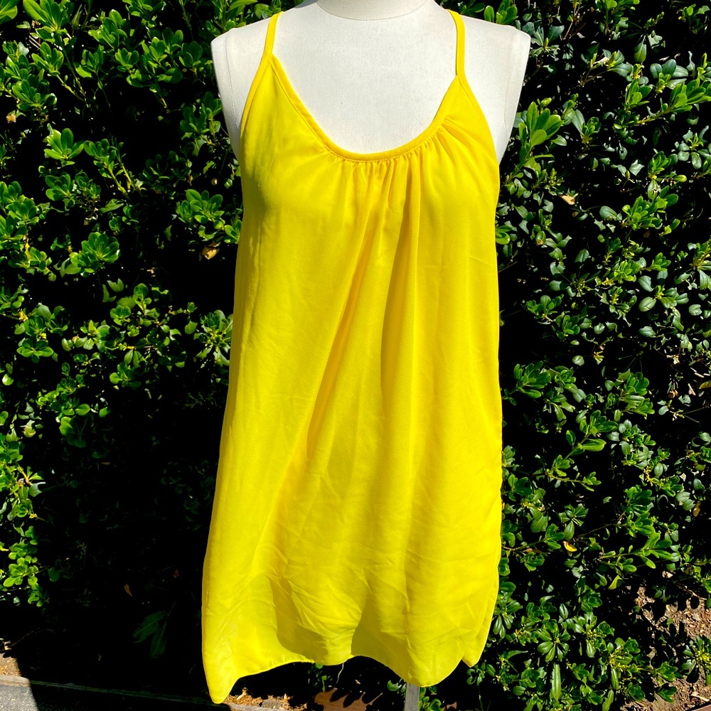 Yellow Spaghetti Strap Dress with Back Design